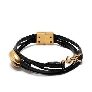 Saint Laurent logo-plaque braided bracelet
